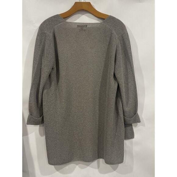 Massimo Dutti Women Cardigan Open Front Slinky Neutral Sz XS EItaly Grey Brown - Picture 2 of 12